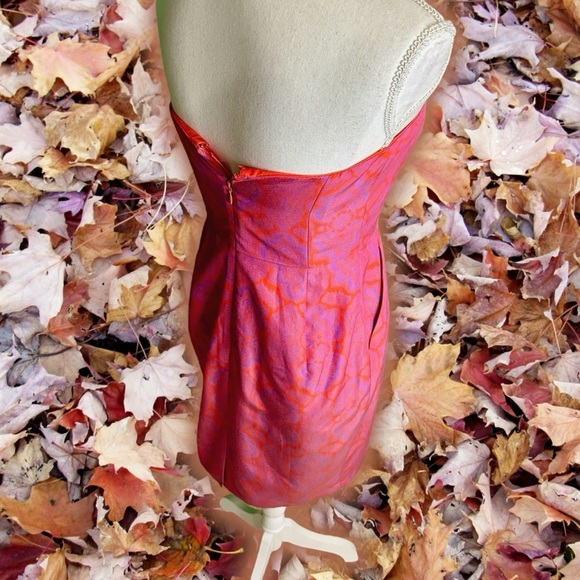 J. Crew Orange & Purple Medallion Silk Blend Strapless ‘Ella’ Dress Size 2 - Picture 9 of 16